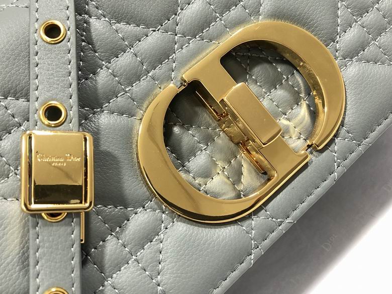 Small Dior Caro Bag Gray Supple Cannage Calfskin - DB065
