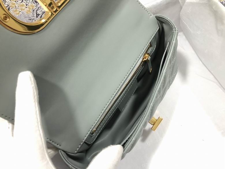 Small Dior Caro Bag Gray Supple Cannage Calfskin - DB065
