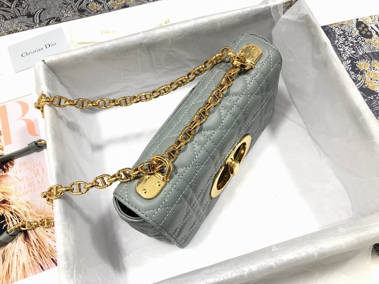 Small Dior Caro Bag Gray Supple Cannage Calfskin - DB065