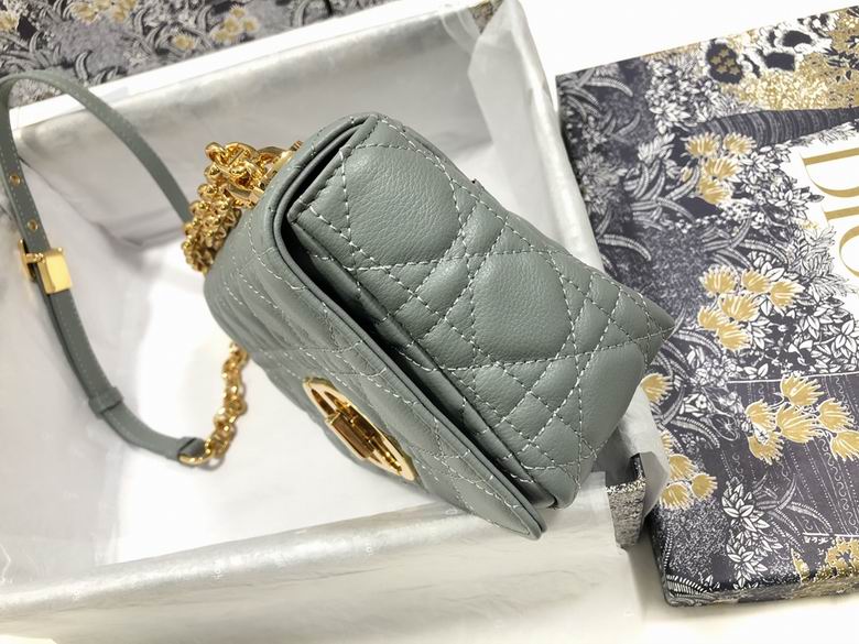 Small Dior Caro Bag Gray Supple Cannage Calfskin - DB065
