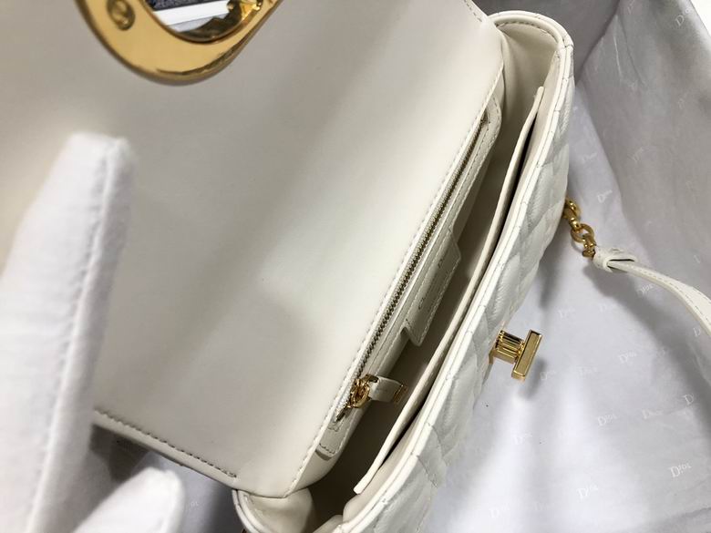 Small Dior Caro Bag Ivory Supple Cannage Calfskin - DB066