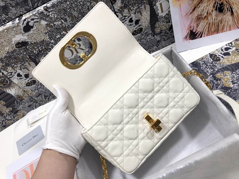 Small Dior Caro Bag Ivory Supple Cannage Calfskin - DB066