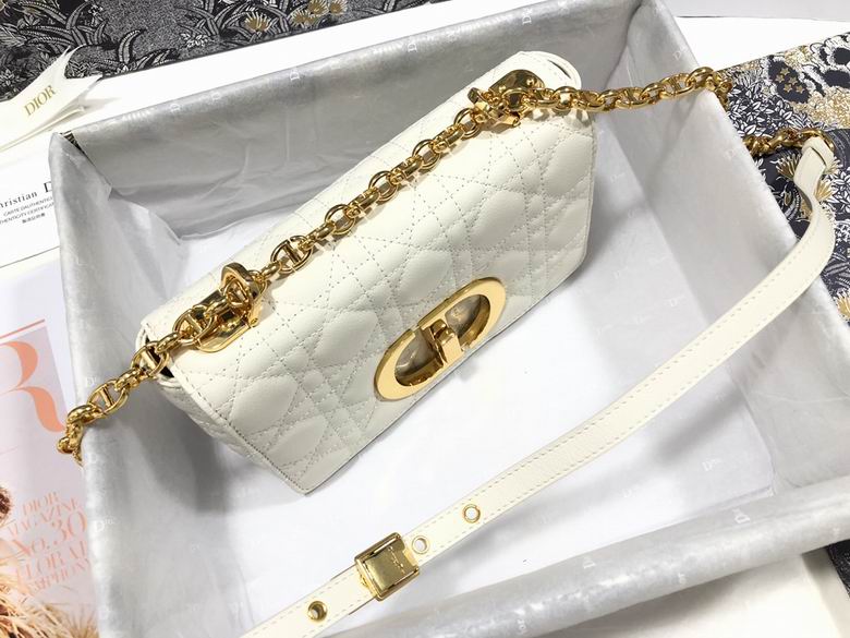 Small Dior Caro Bag Ivory Supple Cannage Calfskin - DB066