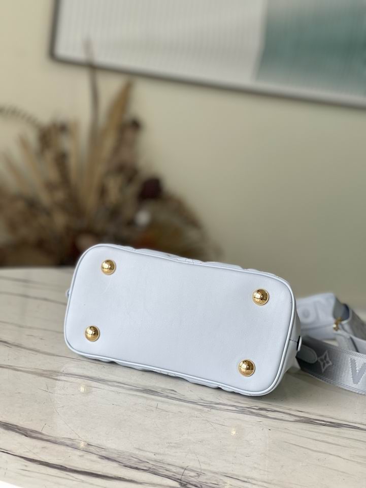 Louis Vuitton Alma BB Bleu Glacier Quilted embroidered smooth calf leather - LB080