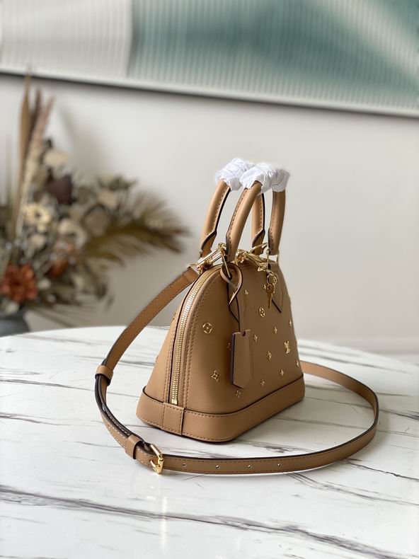 Louis Vuitton Alma BB Calfskin Metal Monogram Camel Brown - LB093