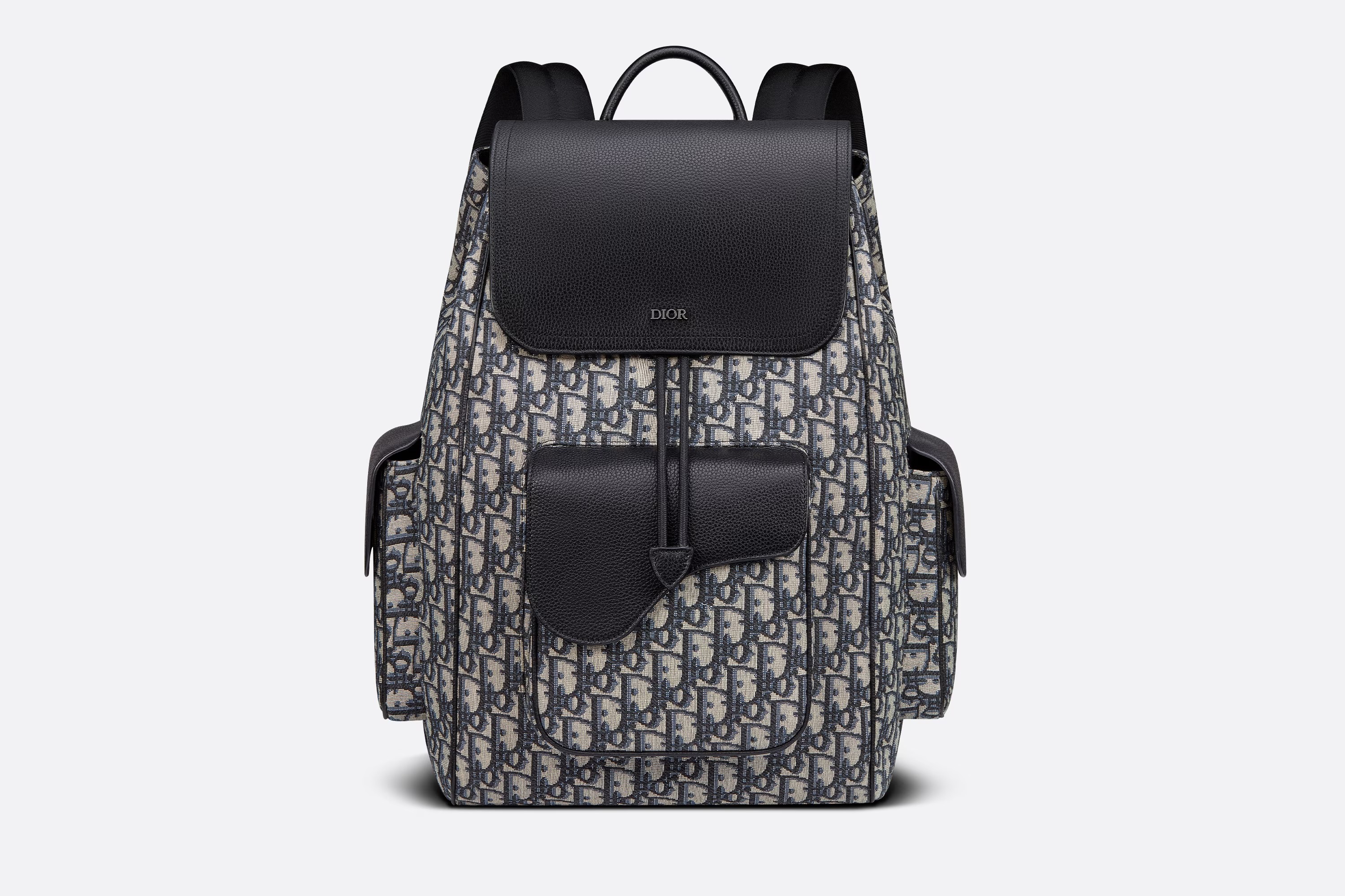 Saddle Backpack Beige and Black Grained Calfskin - DB091