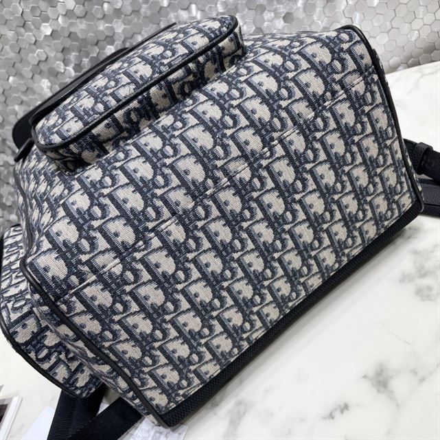 Saddle Backpack Beige and Black Grained Calfskin - DB091