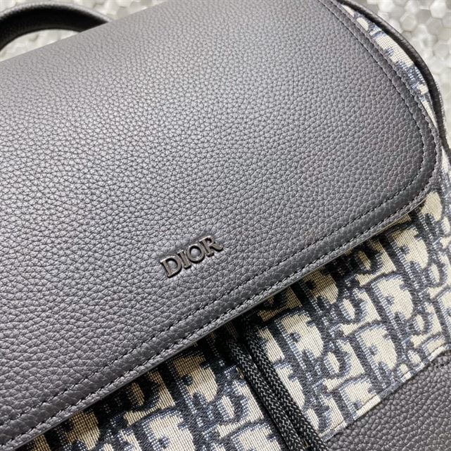 Saddle Backpack Beige and Black Grained Calfskin - DB091