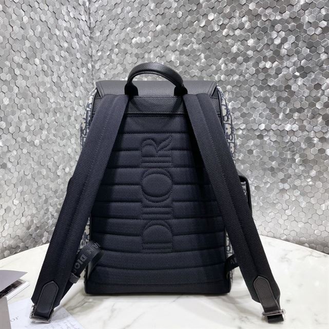 Saddle Backpack Beige and Black Grained Calfskin - DB091