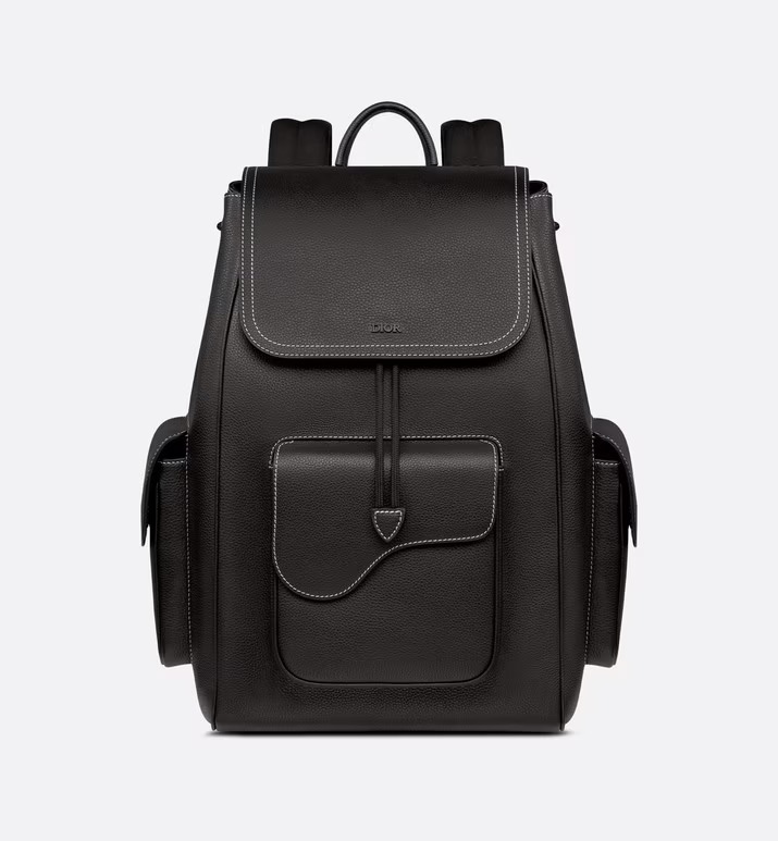 Saddle Backpack Black Grained Calfskin - DB090