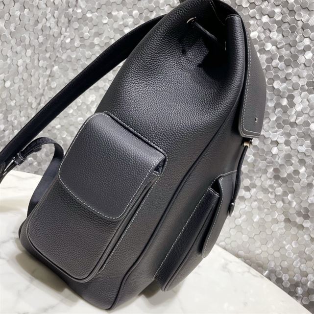 Saddle Backpack Black Grained Calfskin - DB090