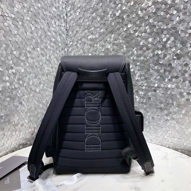 Saddle Backpack Black Grained Calfskin - DB090