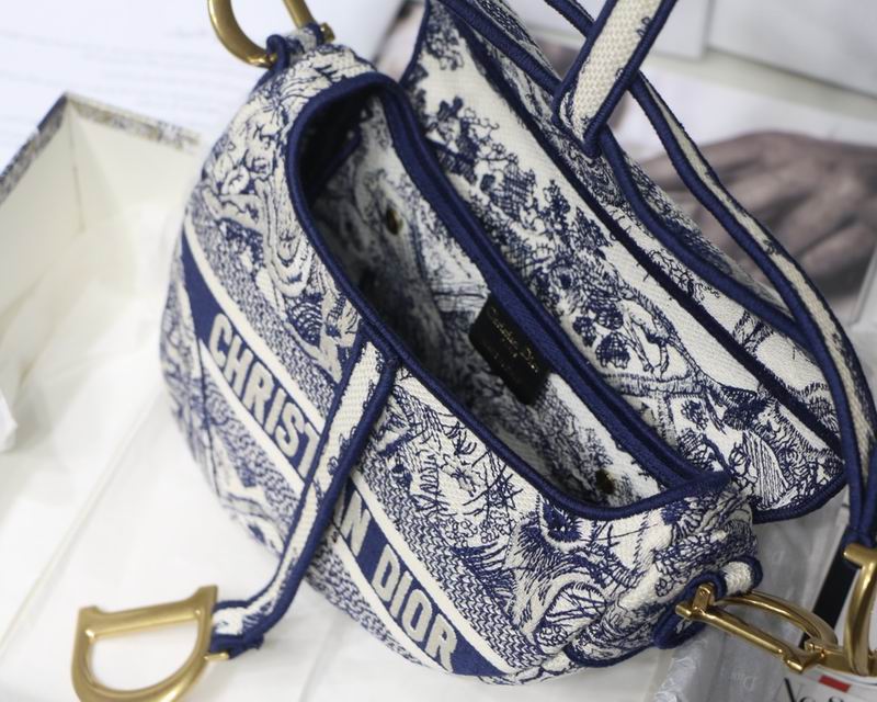 Saddle Bag Blue Toile de Jouy Embroidery - DB074