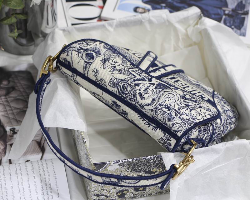 Saddle Bag Blue Toile de Jouy Embroidery - DB074
