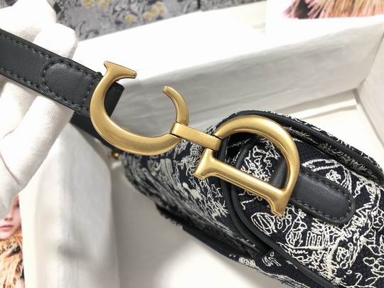 Saddle Bag Blue Toile de Jouy Reverse Jacquard - DB080