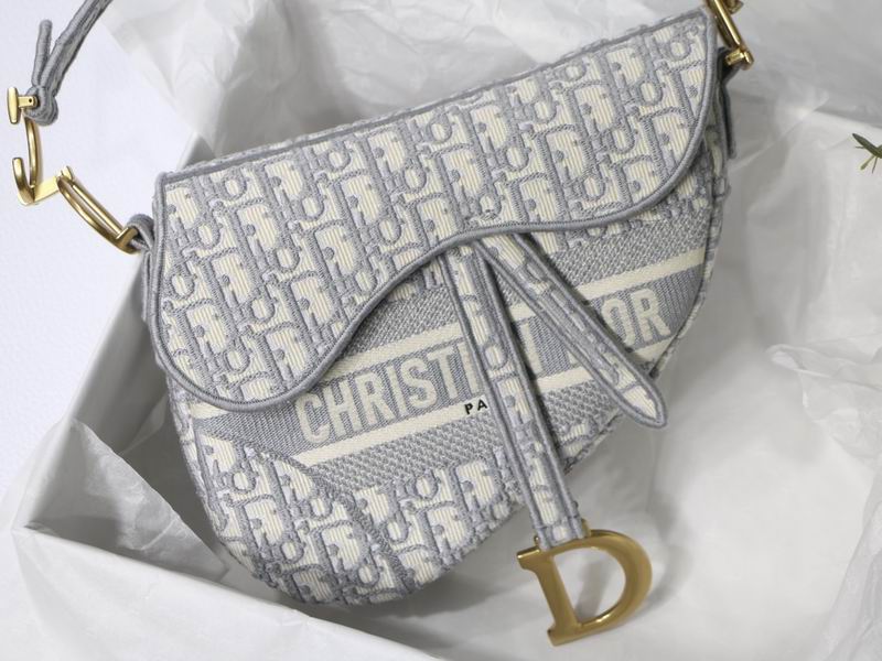 Saddle Bag Gray Dior Oblique Embroidery - DB073