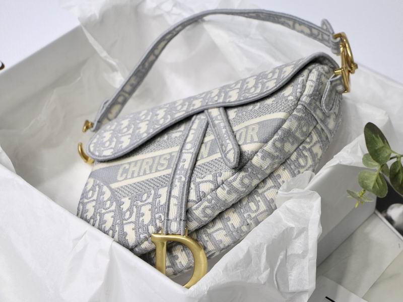 Saddle Bag Gray Dior Oblique Embroidery - DB073