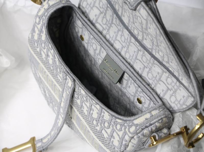 Saddle Bag Gray Dior Oblique Embroidery - DB073