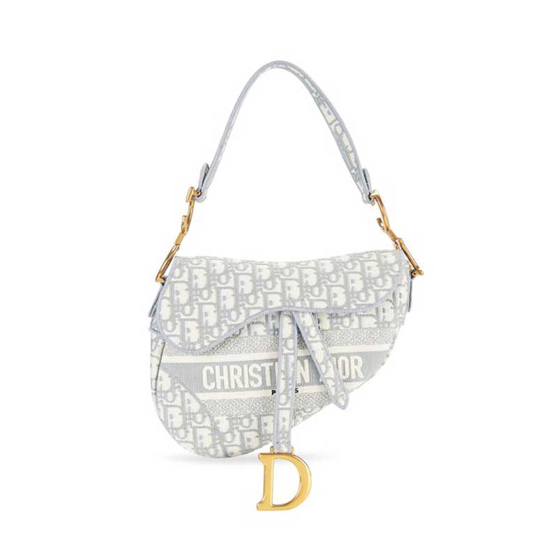 Saddle Bag Gray Dior Oblique Embroidery - DB073