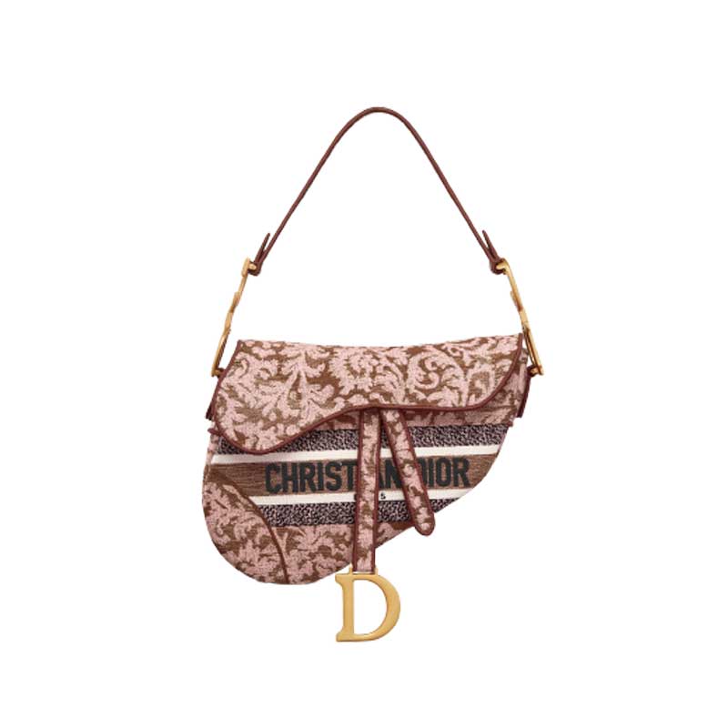 Saddle Bag Metallic Pink Dior Brocart Embroidery - DB085