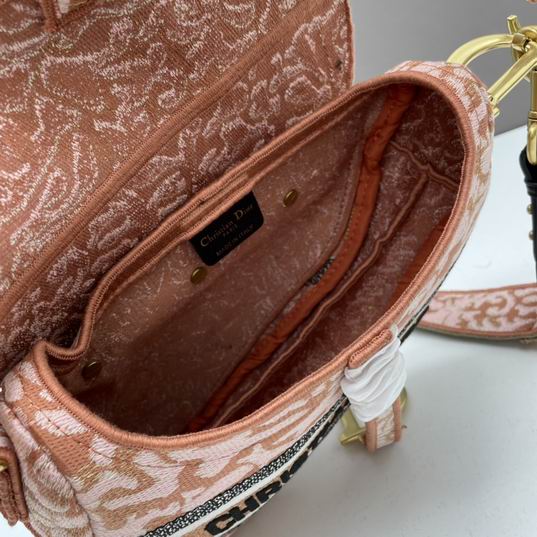 Saddle Bag Metallic Pink Dior Brocart Embroidery - DB085