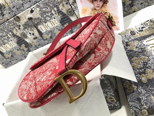 Saddle Bag Raspberry Toile de Jouy Reverse Jacquard - DB078