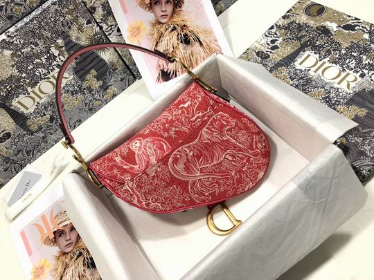 Saddle Bag Raspberry Toile de Jouy Reverse Jacquard - DB078