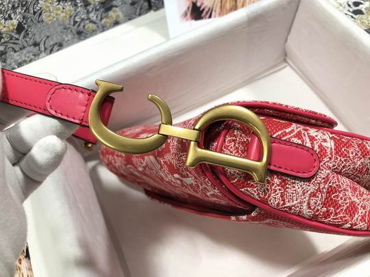 Saddle Bag Raspberry Toile de Jouy Reverse Jacquard - DB078