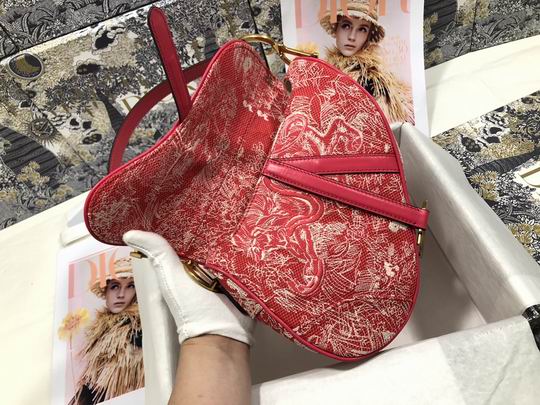 Saddle Bag Raspberry Toile de Jouy Reverse Jacquard - DB078