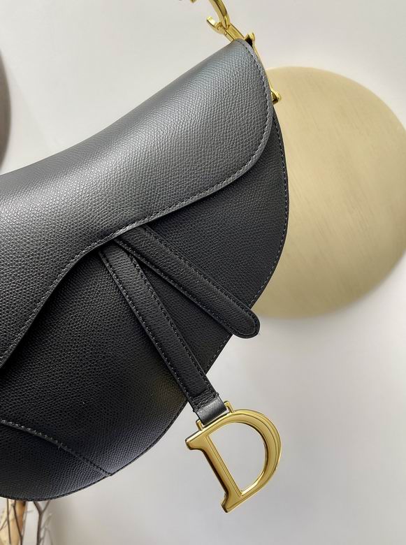 Saddle Bag With Strap Black Grained Calfskin - DB072