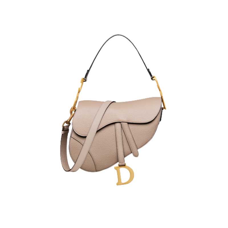 Saddle Bag With Strap Hazelnut Grained Calfskin - DB071