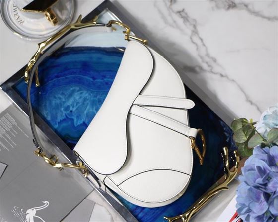 Saddle Bag With Strap Latte Grained Calfskin - DB070