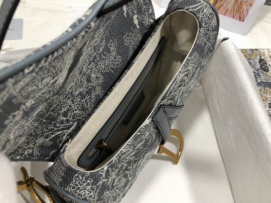 Saddle Bag in Gray Toile de Jouy Reverse Jacquard - DB079