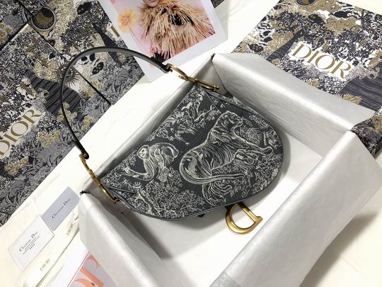 Saddle Bag in Gray Toile de Jouy Reverse Jacquard - DB079