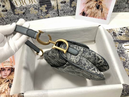 Saddle Bag in Gray Toile de Jouy Reverse Jacquard - DB079