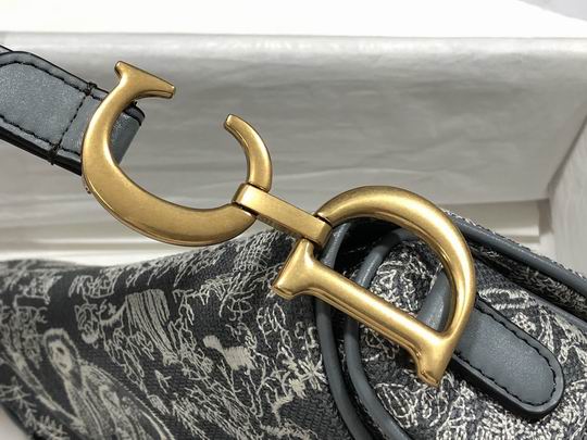 Saddle Bag in Gray Toile de Jouy Reverse Jacquard - DB079