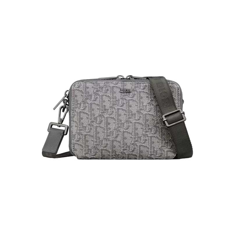 Pouch With Strap Ruthenium-Colored Dior Oblique Jacquard - DB100