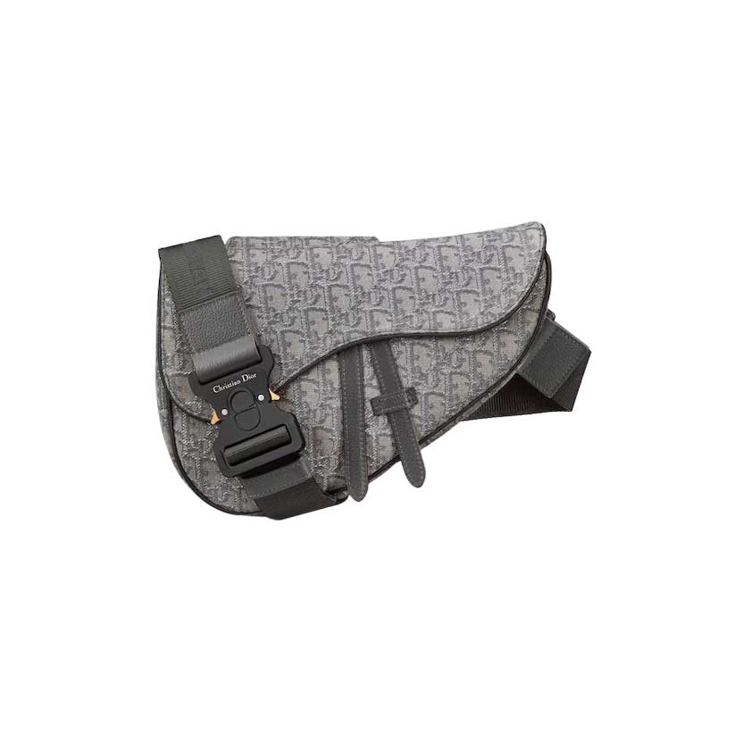 Saddle Bag Ruthenium-Colored Dior Oblique Jacquard - DB097