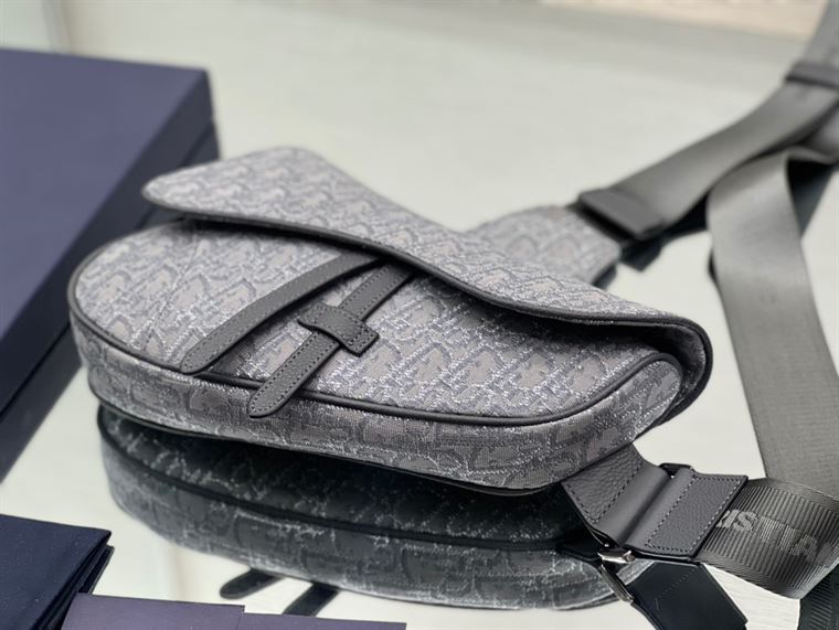 Saddle Bag Ruthenium-Colored Dior Oblique Jacquard - DB097