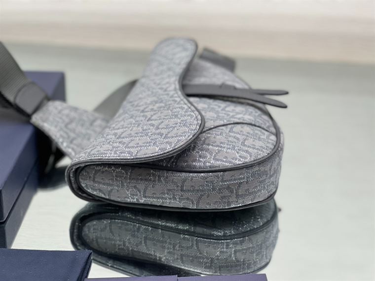 Saddle Bag Ruthenium-Colored Dior Oblique Jacquard - DB097