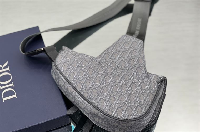 Saddle Bag Ruthenium-Colored Dior Oblique Jacquard - DB097