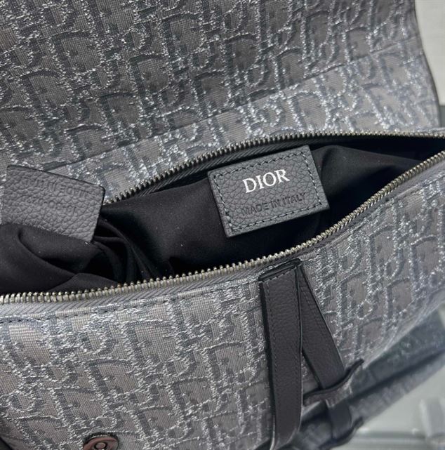 Saddle Bag Ruthenium-Colored Dior Oblique Jacquard - DB097