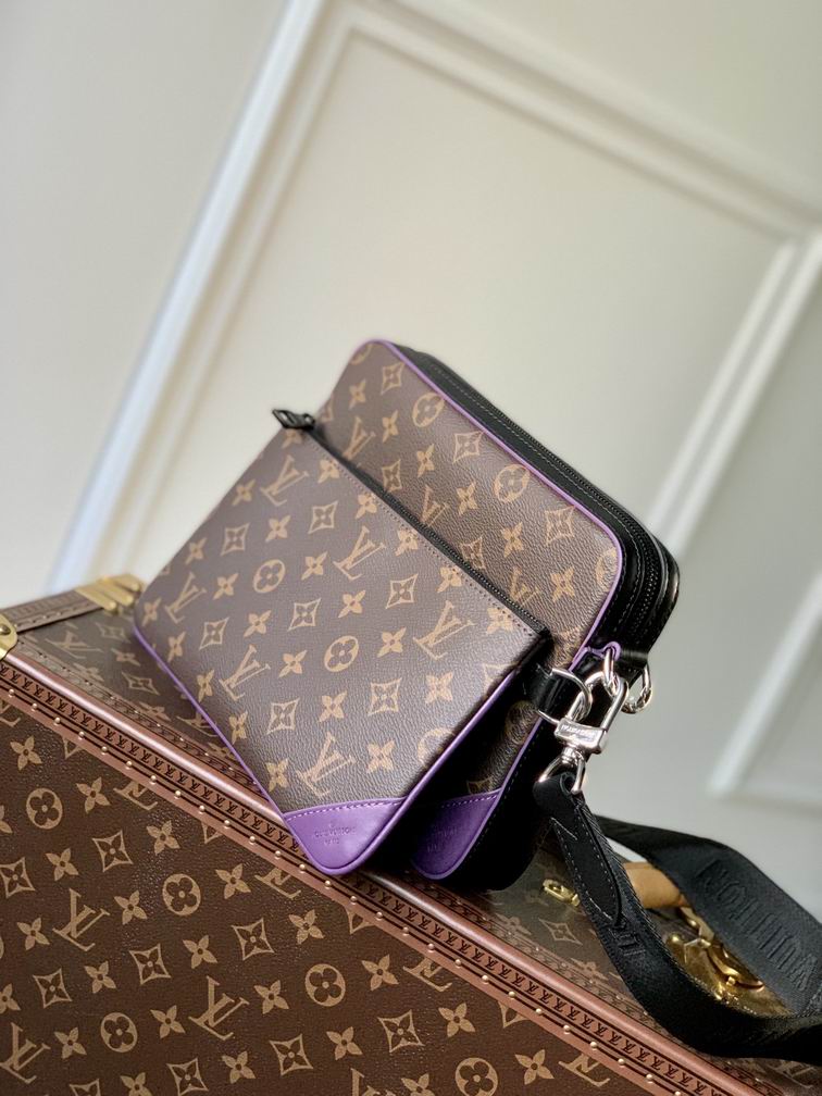 Trio Messenger Bag Macassar Monogram Canvas Purple - LB145