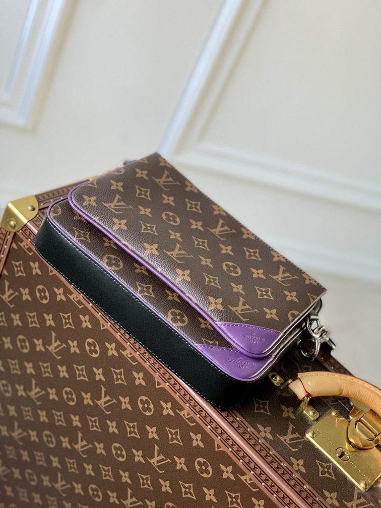 Trio Messenger Bag Macassar Monogram Canvas Purple - LB145