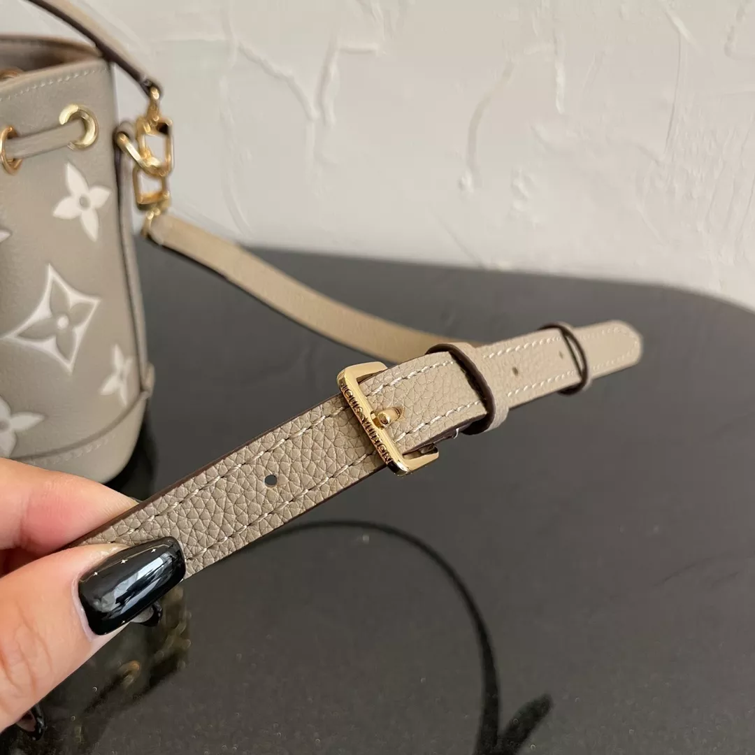 Nano Noé Tourterelle Gray / Cream Bicolor Monogram Empreinte Leather