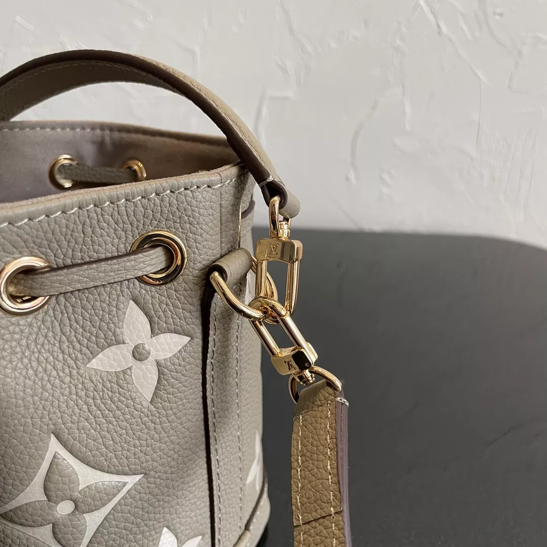 Nano Noé Tourterelle Gray / Cream Bicolor Monogram Empreinte Leather
