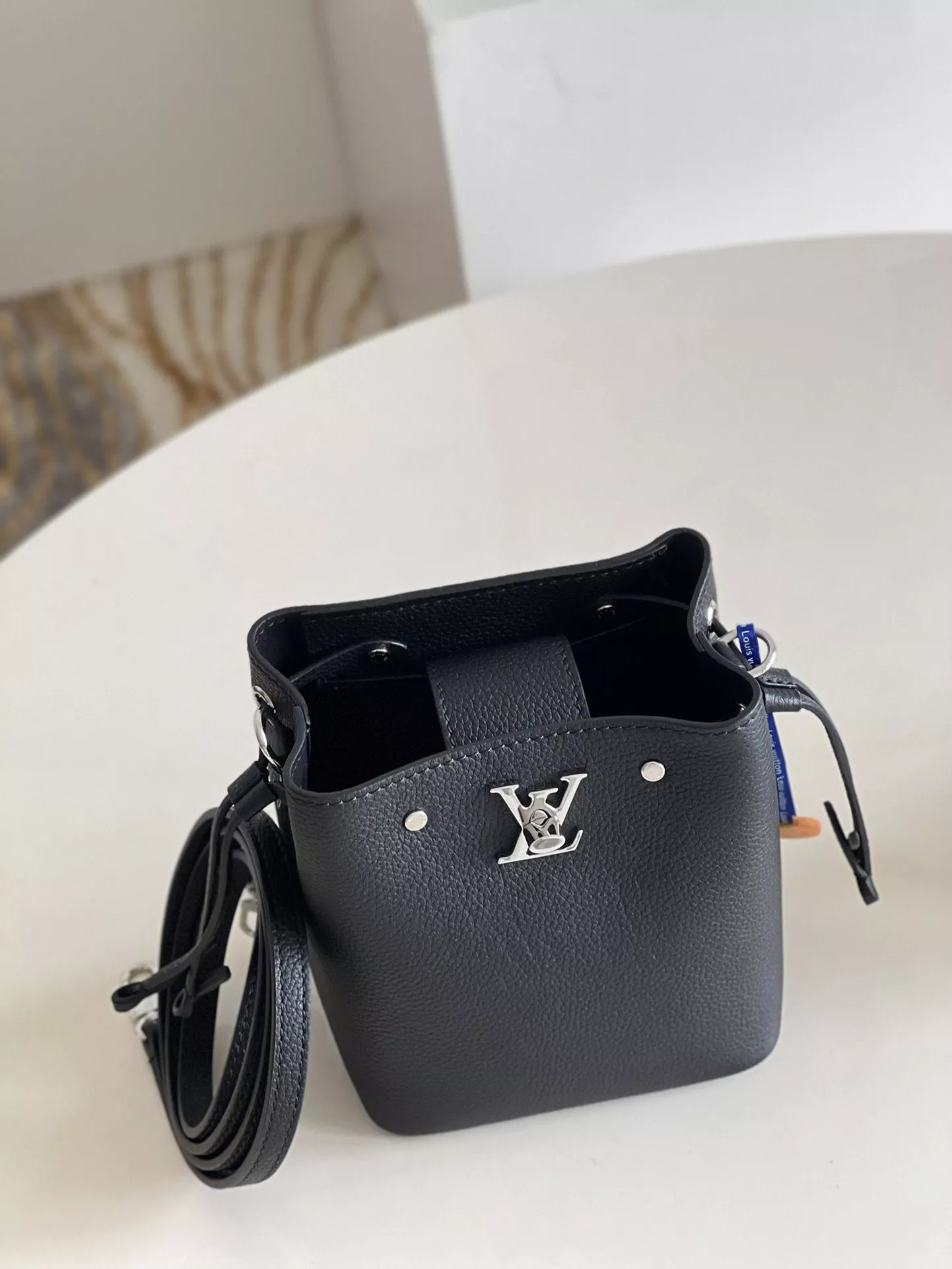 LV Calfskin Nano Lockme Bucket Black