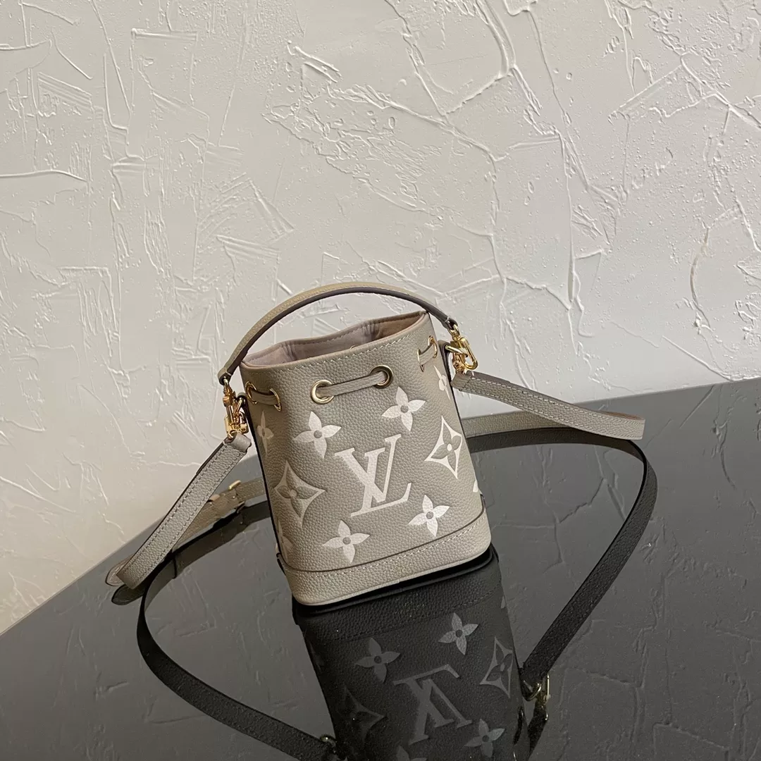 Nano Noé Tourterelle Gray / Cream Bicolor Monogram Empreinte Leather
