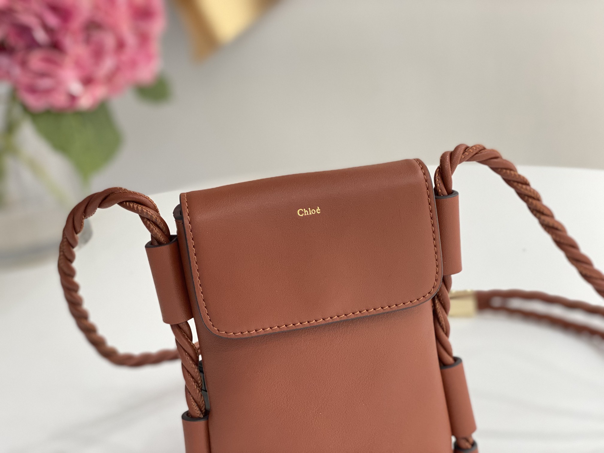 Chloé Key Phone Pouch in Brown