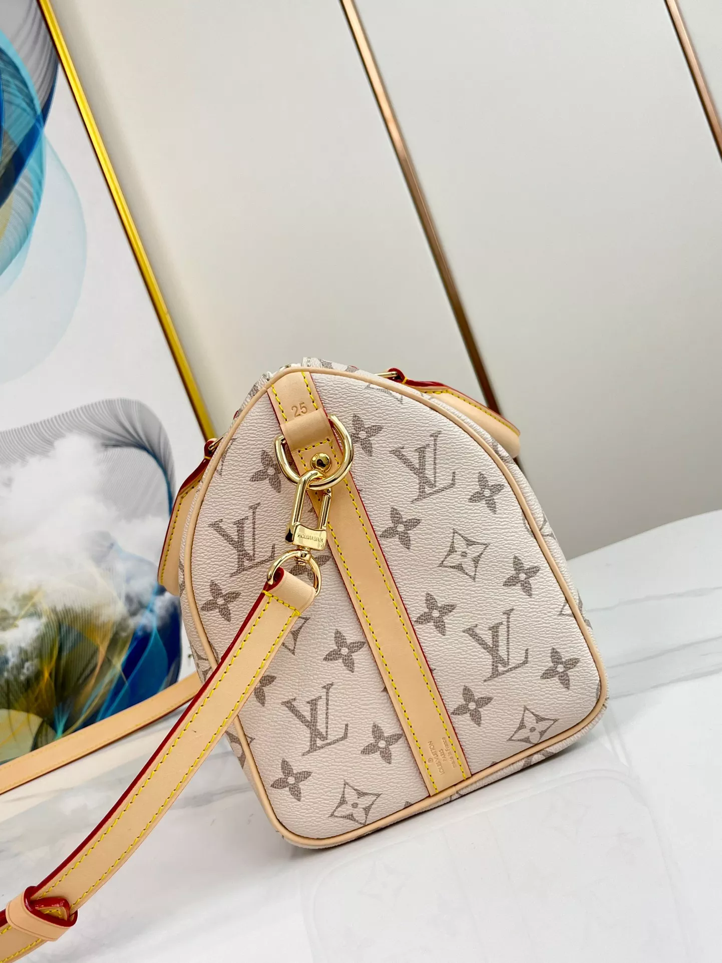 Louis Vuitton Speedy Bandouliere 25 Beige/Ocher in Monopaname Coated Canvas